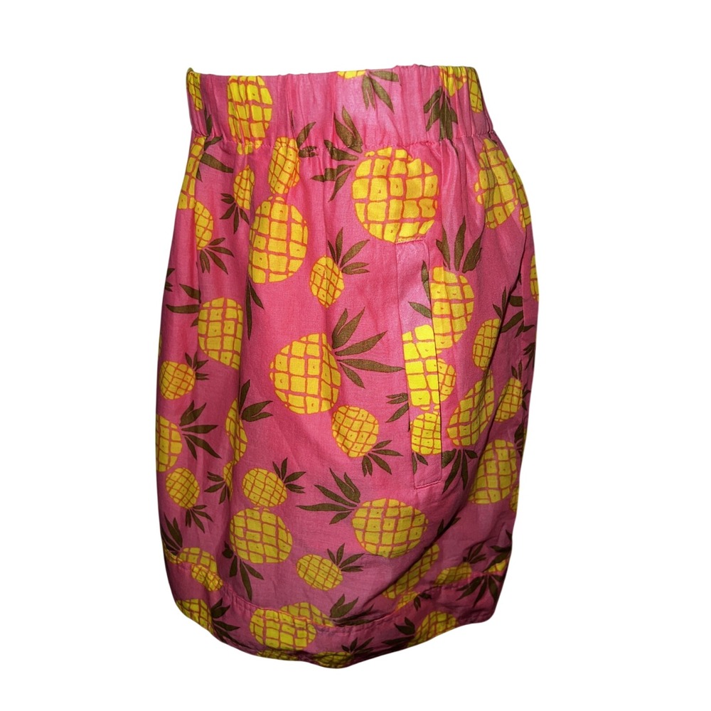 J. Crew Pink Pineapple Print Elastic Waist Skirt Women's Size L Summer Casual - Picture 3 of 8